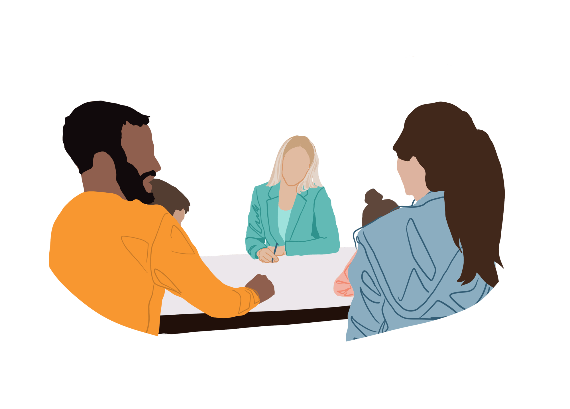 Tripod Illustration Library_Teacher II meet with family TRANSPARENT