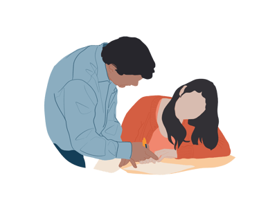 Tripod Illustration Library_Teacher helping student TRANSPARENT