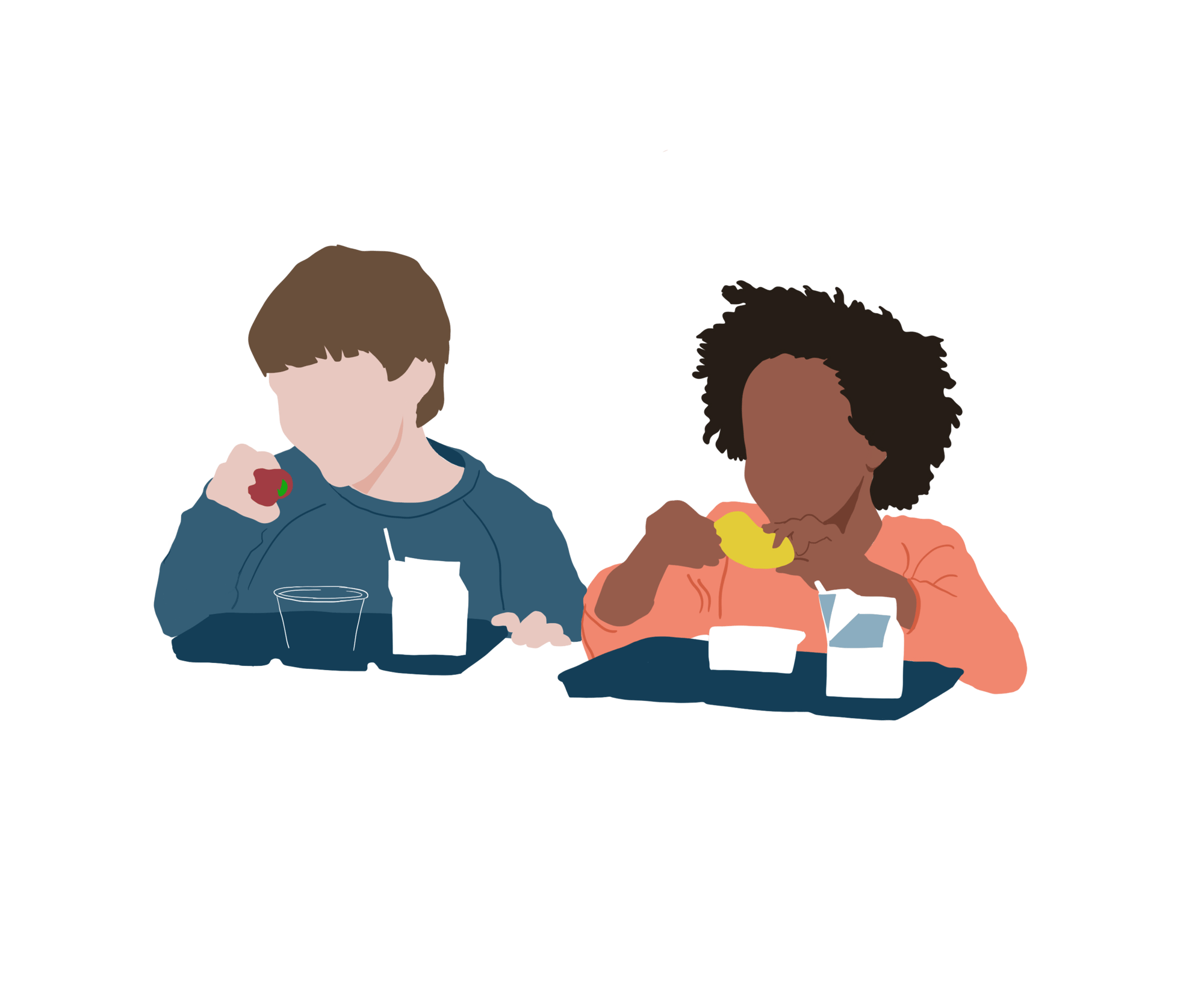 Tripod Illustration Library_Two Students eating lunch together TRANSPARENT